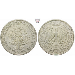 Weimarer Republik, 5 Reichsmark 1927, Eichbaum, E, f.vz, J. 331