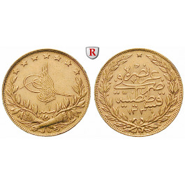 Osmanisches Reich, Mohammed VI., 100 Piaster 1918, 6,62 g fein, ss