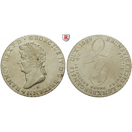 Braunschweig, Königreich Hannover, Georg IV., 2/3 Taler 1829, f.vz
