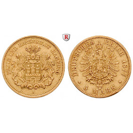Deutsches Kaiserreich, Hamburg, 5 Mark 1877, J, ss, J. 208