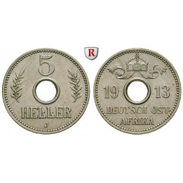 Nebengebiete, Deutsch-Ostafrika, 5 Heller 1913, J, ss+, J. 718
