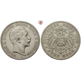 Deutsches Kaiserreich, Preussen, Wilhelm II., 5 Mark 1907, A, ss, J. 104