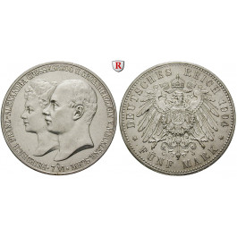 Deutsches Kaiserreich, Mecklenburg-Schwerin, Friedrich Franz IV., 5 Mark 1904, Hochzeit, A, ss-vz, J. 87