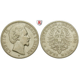 Deutsches Kaiserreich, Bayern, Ludwig II., 2 Mark 1883, D, ss, J. 41