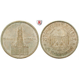 Drittes Reich, 5 Reichsmark 1934, Garnisonskirche mit Datum, A, st, J. 356