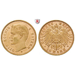 Deutsches Kaiserreich, Bayern, Otto, 10 Mark 1911, D, ss-vz/vz, J. 201