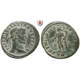 Römische Kaiserzeit, Diocletianus, Follis 296-297 n.Chr., ss+