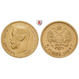 Russland, Nikolaus II., 5 Rubel 1898, 3,87 g fein, ss+