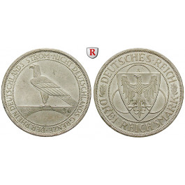 Weimarer Republik, 3 Reichsmark 1930, Rheinlandräumung, A, vz+, J. 345