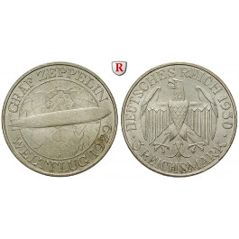 Weimarer Republik, 3 Reichsmark 1930, Zeppelin, A, vz-st, J. 342