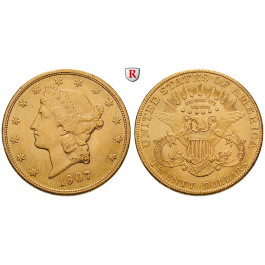 USA, 20 Dollars 1907, 30,09 g fein, ss-vz