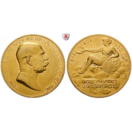 Österreich, Kaiserreich, Franz Joseph I., 100 Kronen 1908, 30,49 g fein, f.vz