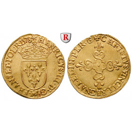 Frankreich, Henri III., Ecu d´or au soleil 1578, ss