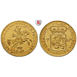 Niederlande, Holland, 7 Gulden (1/2 Goldener Reiter) 1760, f.vz