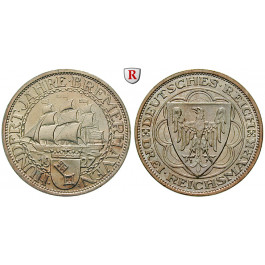Weimarer Republik, 3 Reichsmark 1927, Bremerhaven, A, vz-st, J. 325