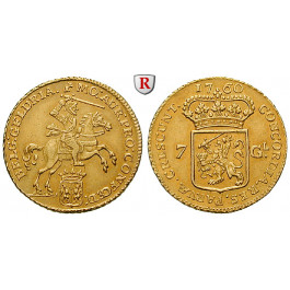 Niederlande, Gelderland, 7 Gulden (1/2 Goldener Reiter) 1760, ss-vz