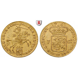 Niederlande, Groningen, 7 Gulden (1/2 Goldener Reiter) 1761, ss-vz