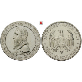 Weimarer Republik, 5 Reichsmark 1927, Uni Tübingen, F, ss-vz, J. 329