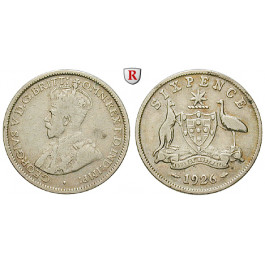 Australien, George V., 6 Pence 1926, ss
