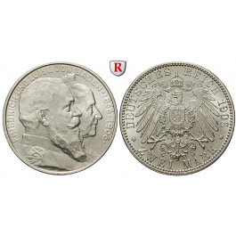 Deutsches Kaiserreich, Baden, Friedrich I., 2 Mark 1906, Goldene Hochzeit, G, vz-st, J. 34