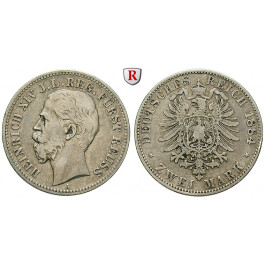 Deutsches Kaiserreich, Reuss-Schleiz, Heinrich XIV., 2 Mark 1884, A, ss, J. 120