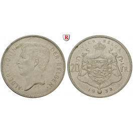 Belgien, Königreich, Albert I., 20 Francs 1932, ss