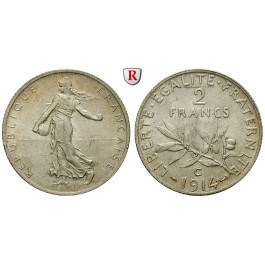 Frankreich, III. Republik, 2 Francs 1914, vz