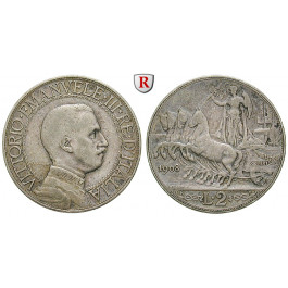Italien, Königreich, Vittorio Emanuele III., 2 Lire 1908, ss