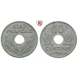 Frankreich, Vichy - Regierung, 10 Centimes 1942, f.st