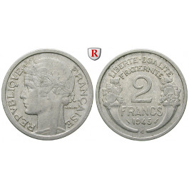 Frankreich, Provisorische Regierung, 2 Francs 1945, ss