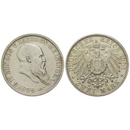 Deutsches Kaiserreich, Sachsen-Meiningen, Georg II., 2 Mark 1901, zum 75. Geburtstag, D, f.vz/vz+, J. 149