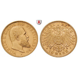 Deutsches Kaiserreich, Württemberg, Wilhelm II., 10 Mark 1893, F, f.vz/vz, J. 295