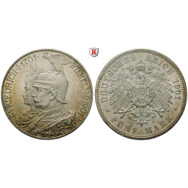 Deutsches Kaiserreich, Preussen, Wilhelm II., 5 Mark 1901, 200 Jahre Königreich, A, vz/vz+, J. 106