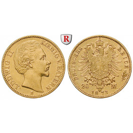 Deutsches Kaiserreich, Bayern, Ludwig II., 20 Mark 1873, D, ss+, J. 194