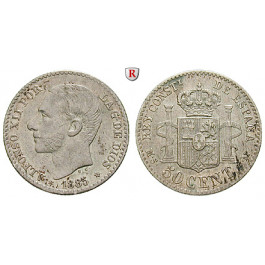Spanien, Alfonso XII., 50 Centimos 1885, ss-vz