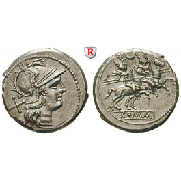 Römische Republik, Anonym, Denar 208-206 v.Chr., vz