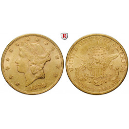 USA, 20 Dollars 1878, 30,09 g fein, ss