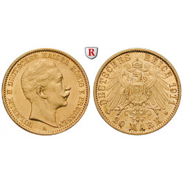 Deutsches Kaiserreich, Preussen, Wilhelm II., 20 Mark 1911, A, vz/vz-st, J. 252