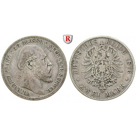 Deutsches Kaiserreich, Mecklenburg-Schwerin, Friedrich Franz II., 2 Mark 1876, A, ss, J. 84