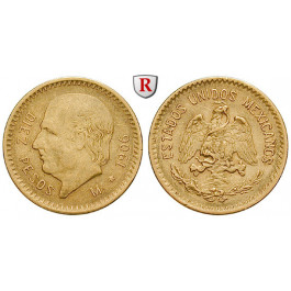 Mexiko, Vereinigte Staaten, 10 Pesos 1906, 7,5 g fein, ss