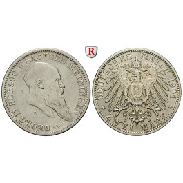 Deutsches Kaiserreich, Sachsen-Meiningen, Georg II., 2 Mark 1901, Zum 75. Geburtstag, D, ss, J. 149