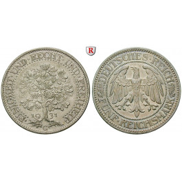 Weimarer Republik, 5 Reichsmark 1931, Eichbaum, G, vz, J. 331