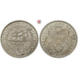 Weimarer Republik, 5 Reichsmark 1927, Bremerhaven, A, vz, J. 326
