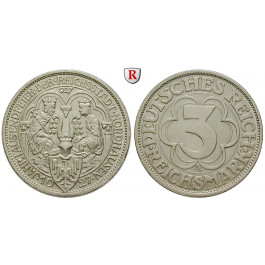 Weimarer Republik, 3 Reichsmark 1927, Nordhausen, A, vz-st, J. 327