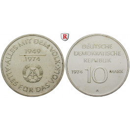 DDR, Proben, 10 Mark 1974, 25 Jahre DDR, Silberprobe, st, J. 1551 P