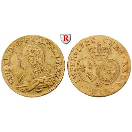 Frankreich, Louis XV., Louis d´or aux lunettes 1728, 7,45 g fein, ss+