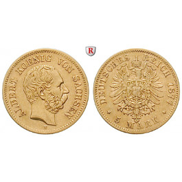 Deutsches Kaiserreich, Sachsen, Albert, 5 Mark 1877, E, ss+, J. 260
