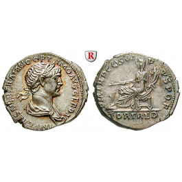 Römische Kaiserzeit, Traianus, Denar 114-117, vz-st