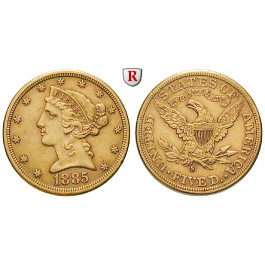 USA, 5 Dollars 1885, 7,52 g fein, ss+