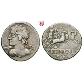Römische Republik, C. Licinius Macer, Denar, ss